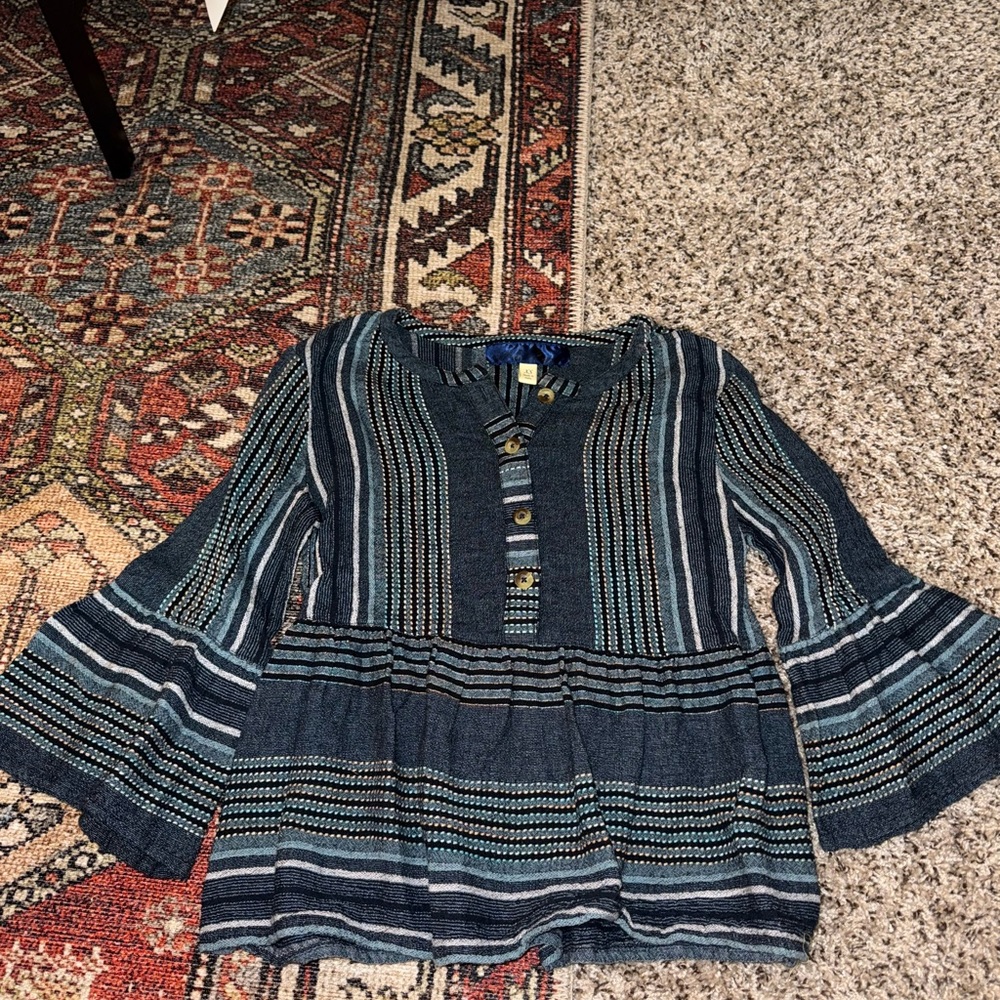 Francesca's Collections Blue Striped Blouse